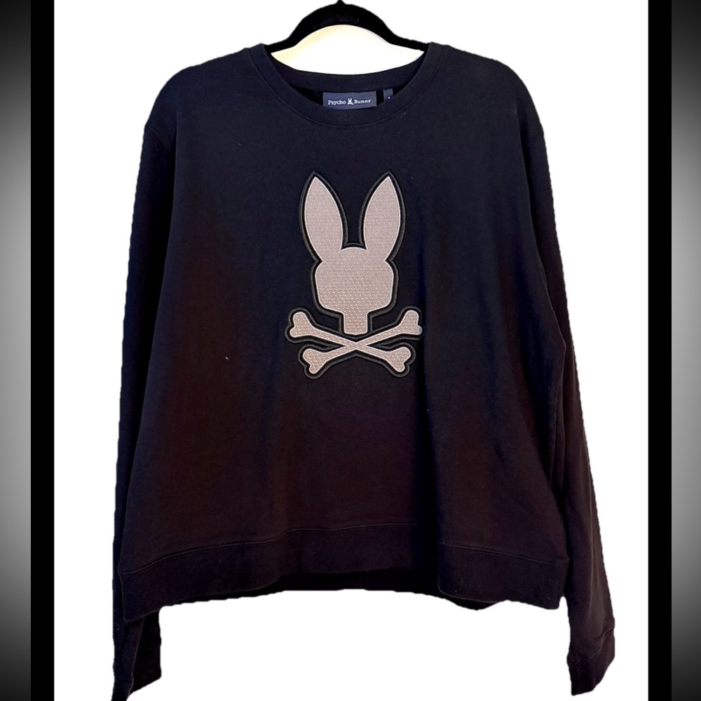 PSYCO BUNNY Women’s Alexander Black Crewneck Sweatshirt NWT Sz XL